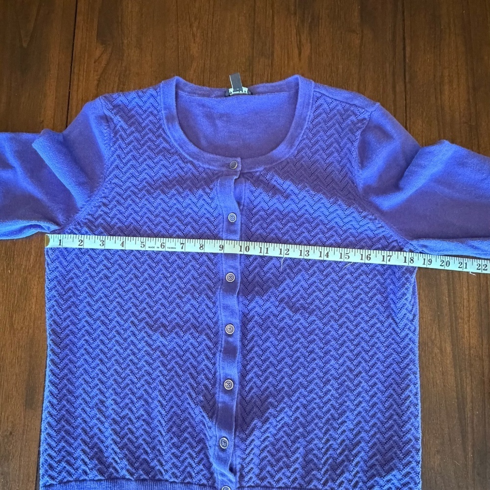 Talbots Women's Blue Purple Cardigan Classic Crochet, Size Large - Picture 10 of 10